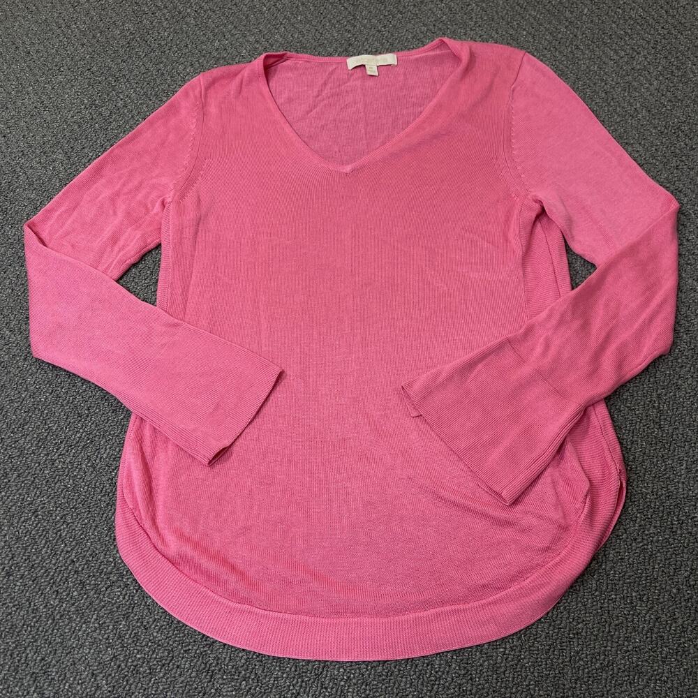 Etcetera Shirt Womens Size Medium Silk Blend Long Sleeve Pink Blouse Flawed